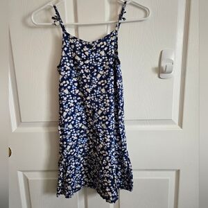Girls Sun Dress Navy Floral Large 10/12 Sweet Butterfly Spaghetti Strap Tie Thin